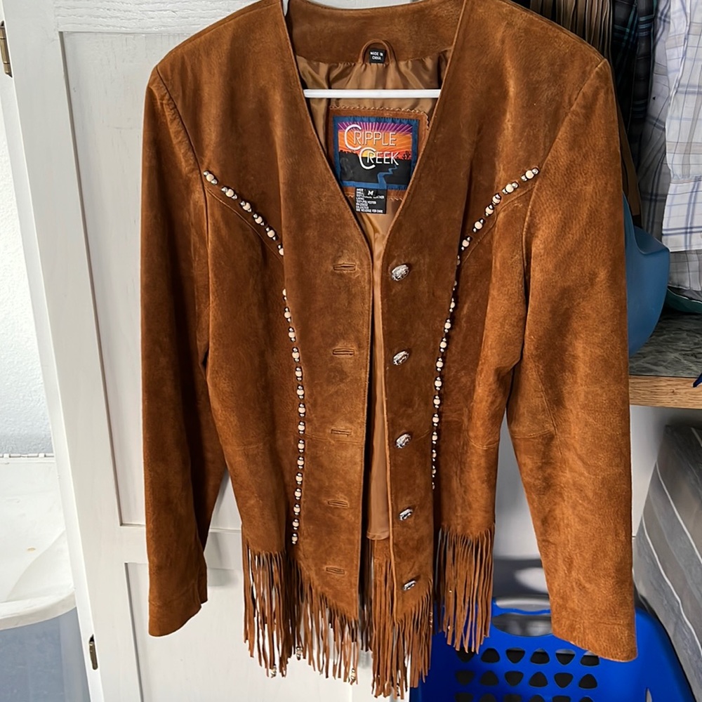 Cripple Creek leather jacket womens size M clean!